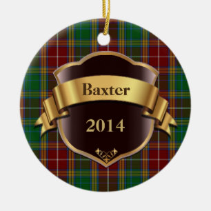 Rond En Céramique Ornement de coutume de plaid de tartan de Baxter