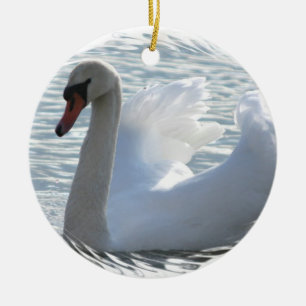 Rond En Céramique Ornement de cygne de trompette
