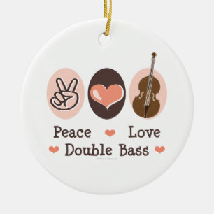 Rond En Céramique Ornement de double basse d'amour de paix