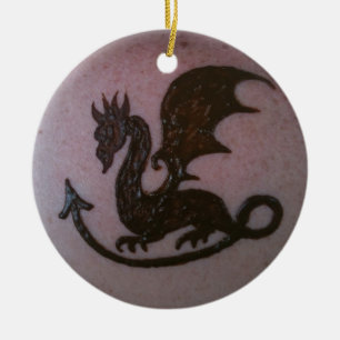 Rond En Céramique Ornement de dragon de henné