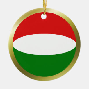 Rond En Céramique Ornement de drapeau de Hongrie