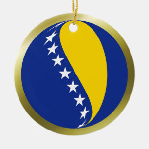 Rond En Céramique Ornement de drapeau de la Bosnie-Herzégovine