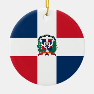 Rond En Céramique Ornement de drapeau de la République Dominicaine