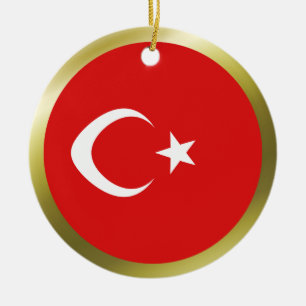 Rond En Céramique Ornement de drapeau de la Turquie