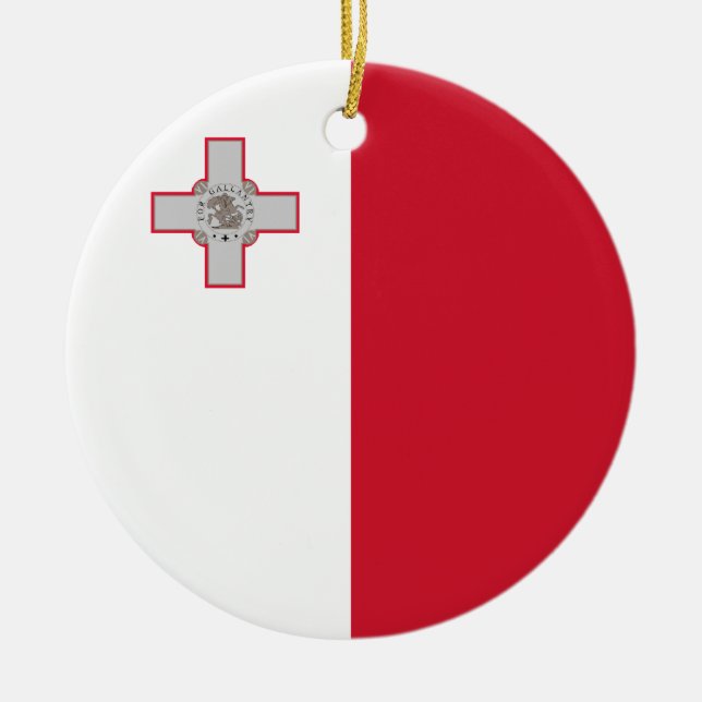 Rond En Céramique Ornement de drapeau de Malte (Devant)