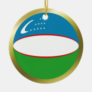 Rond En Céramique Ornement de drapeau d'Ouzbékistan