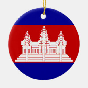 Rond En Céramique Ornement de drapeau du Cambodge