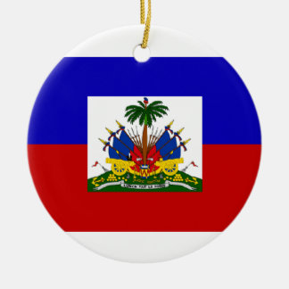 ROND EN CÉRAMIQUE ORNEMENT DE DRAPEAU DU HAÏTI