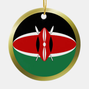Rond En Céramique Ornement de drapeau du Kenya