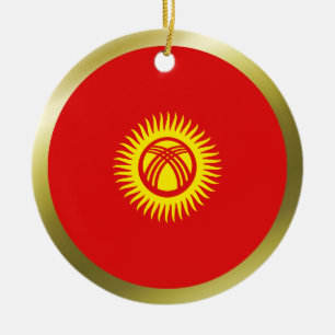Rond En Céramique Ornement de drapeau du Kirghizistan