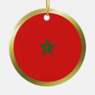 Rond En Céramique Ornement de drapeau du Maroc