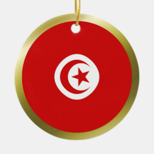 Rond En Céramique Ornement de drapeau tunisien