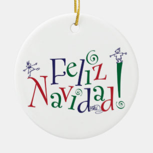 Rond En Céramique Ornement de Feliz Navidad