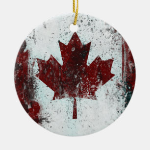 Rond En Céramique Ornement de feuille d'érable du Canada
