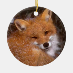 Rond En Céramique Ornement "de Fox rouge"