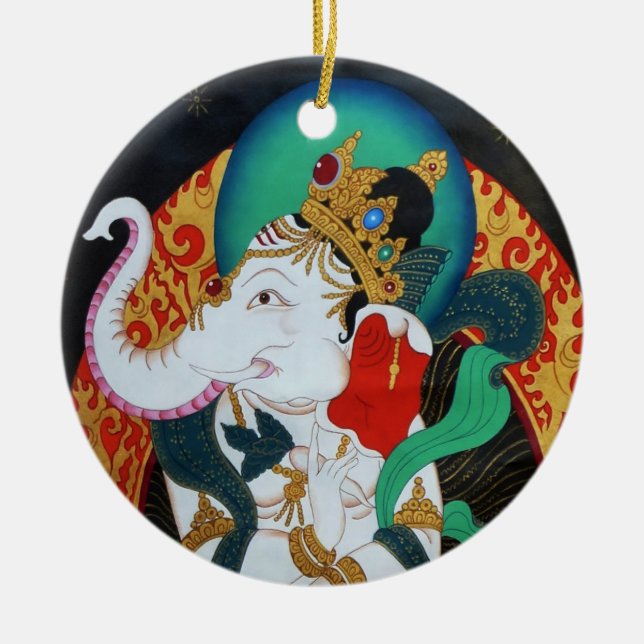 Rond En Céramique Ornement de Ganesh de danse (Devant)