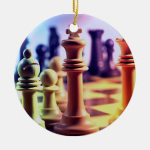 Rond En Céramique Ornement de jeu d'échecs
