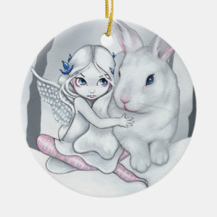Rond En Céramique Ornement "de lapin de neige"