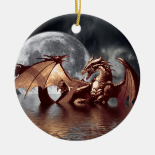 Rond En Céramique Ornement de l'Imaginaire du dragon