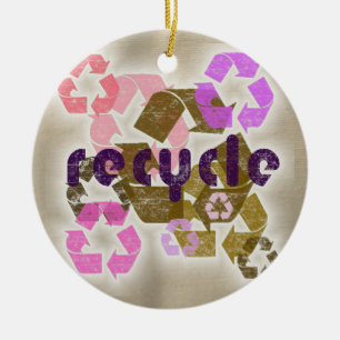 Rond En Céramique Ornement de logo symbole recyclage rose