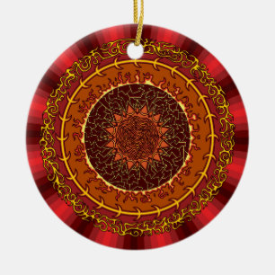 Rond En Céramique Ornement de mandala de feu