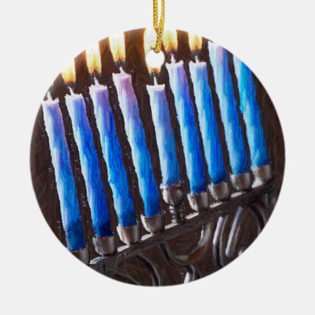 Rond En Céramique Ornement de Menorah (Devant)