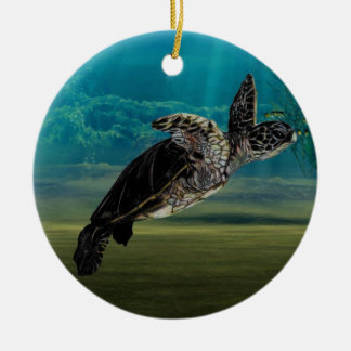 Rond En Céramique Ornement de mer de tortue