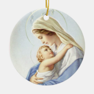 Rond En Céramique Ornement de mère et d'enfant
