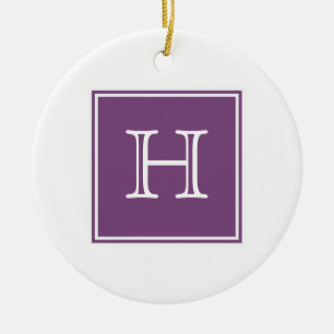 Rond En Céramique Ornement de monogramme Carré pourpre