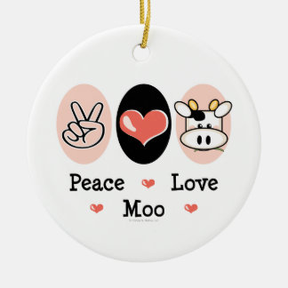 Rond En Céramique Ornement de MOO d'amour de paix
