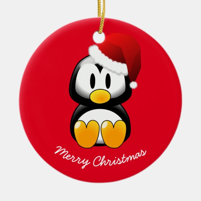 Rond En Céramique Ornement de Noël-Penguin (Devant)