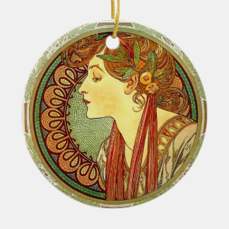 Rond En Céramique Ornement de Nouveau d'art d'Alphonse Mucha