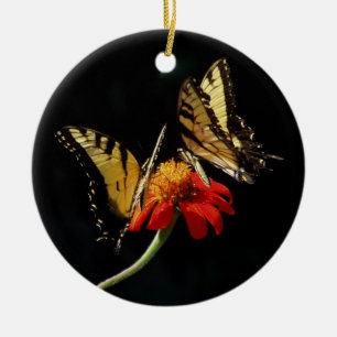 ROND EN CÉRAMIQUE ORNEMENT DE PAPILLON DE MONARQUE