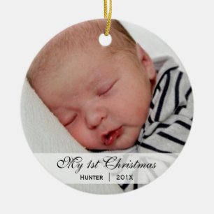 Rond En Céramique Ornement de photo de Noël de du bébé premier