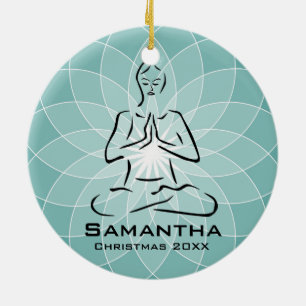 Rond En Céramique Ornement de pose de yoga personnalisé
