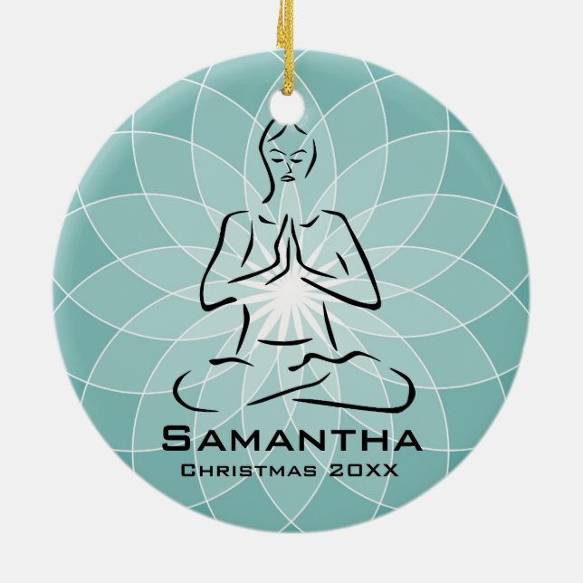 Rond En Céramique Ornement de pose de yoga personnalisé (Dos)