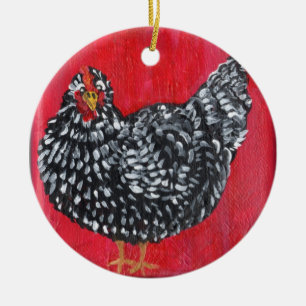 Rond En Céramique Ornement de poulet
