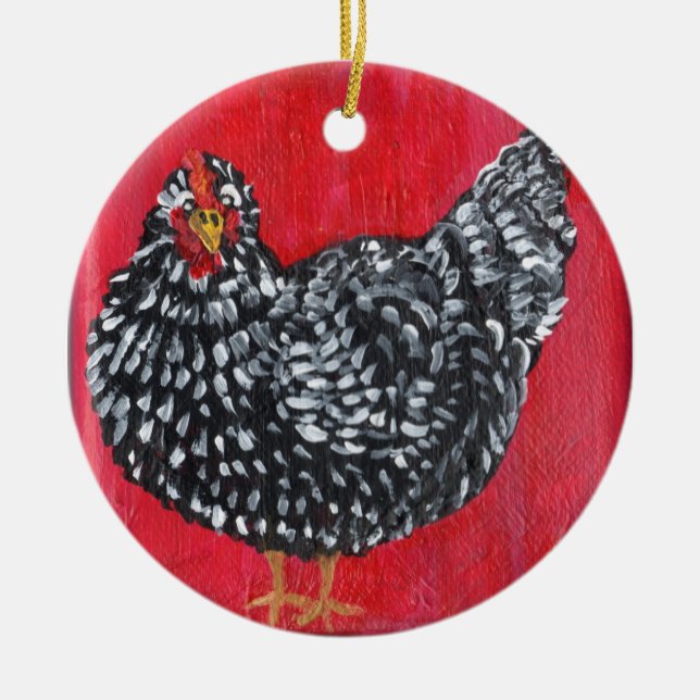 Rond En Céramique Ornement de poulet (Devant)