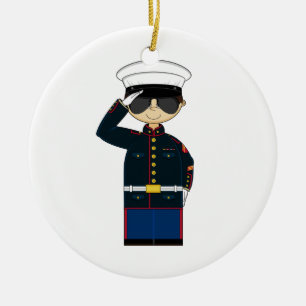 Rond En Céramique ornement de salutation d'US Marine Corp NCO