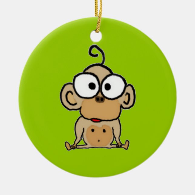 Rond En Céramique Ornement de singe de bébé (Devant)