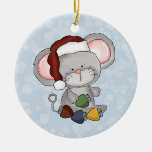 Rond En Céramique Ornement de souris de Noël