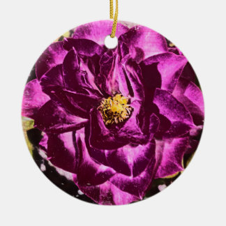 Rond En Céramique Ornement de tournesol de rose de pourpre et d'ours