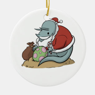 Rond En Céramique Ornement de Triceratops de Père Noël