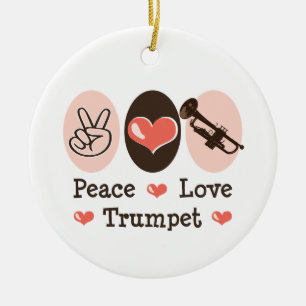 Rond En Céramique Ornement de trompette d'amour de paix