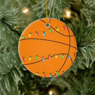 Rond En Céramique Ornement de vacances de basket avec lumières