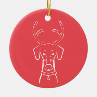 Rond En Céramique Ornement de vacances de DTDR - dobermann naturel