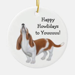 Rond En Céramique Ornement de vacances d'hurlement Basset Hound