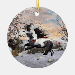 Rond En Céramique Ornement de Vanner de gitan du cheval 2 de Noël