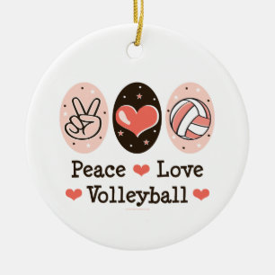 Rond En Céramique Ornement de volleyball d'amour de paix