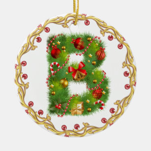 Rond En Céramique ornement décoré d'un monogramme initial de Noël